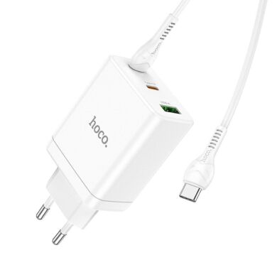 Сетевое зарядное устройство Hoco N33 Start PD35W (2C1A) + кабель Type-C to Type-C - White