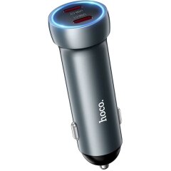 Автомобильное зарядное устройство Hoco Z54B PD60W (2Type-C) - Metal Grey