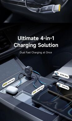 Автомобільний зарядний пристрій Baseus PrimeTrip VR2 Max PD100W+QC3.0 (Type-C + USB) + кабель 2Type-C (C02066) - Cosmic Black