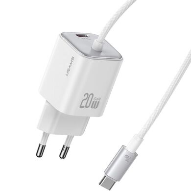 Сетевое зарядное устройство USAMS US-CC261 GaN 20W (Type-C) + кабель Type-C - White