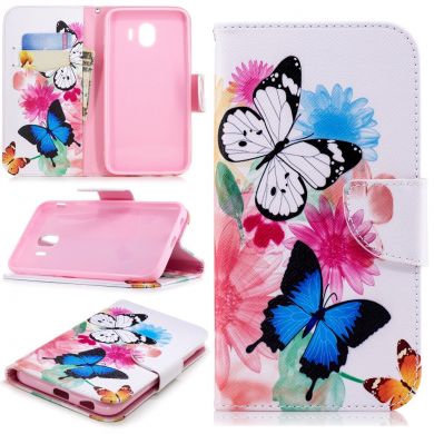 Чехол-книжка Deexe Color Wallet для Samsung Galaxy J4 2018 (J400) - Butterfly in Flowers