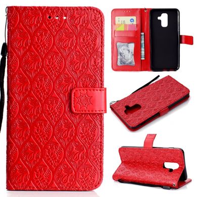 Чехол UniCase Leaf Wallet для Samsung Galaxy A6+ 2018 (A605) - Red