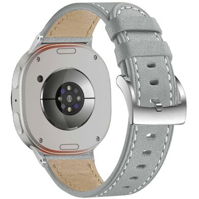 Кожаный ремешок Deexe Genuine Leather для Samsung Galaxy Watch 8 (40/44mm) / 8 Classic - Grey