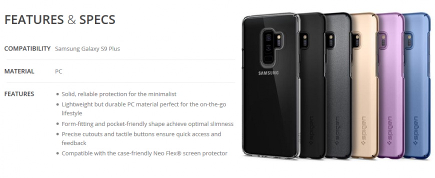 Пластиковый чехол SGP Thin Fit для Samsung Galaxy S9 Plus (G965)