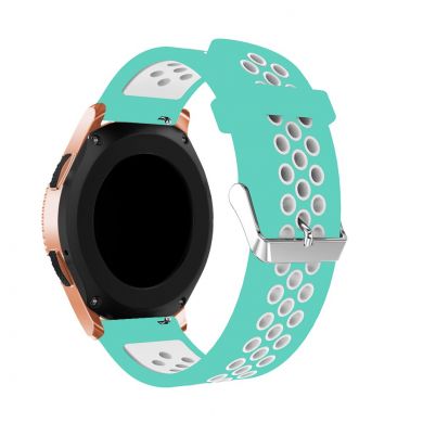 Ремешок Deexe Dual Color для Samsung Galaxy Watch 42mm / Watch 3 41mm - Cyan/White