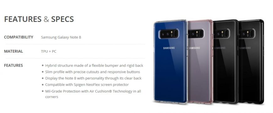 Защитный чехол SGP Ultra Hybrid для Samsung Galaxy Note 8 (N950)