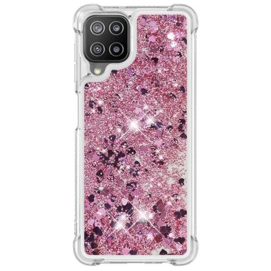 Силиконовый (TPU) чехол Deexe Liquid Glitter для Samsung Galaxy A22 (A225) / M22 (M225) - Rose Gold Hearts