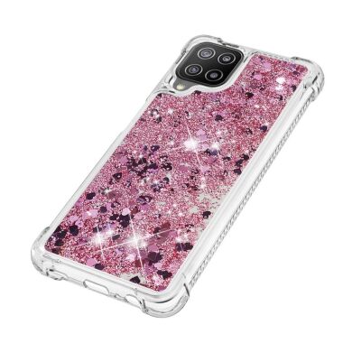 Силиконовый (TPU) чехол Deexe Liquid Glitter для Samsung Galaxy A22 (A225) / M22 (M225) - Rose Gold Hearts