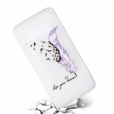 Силиконовый (TPU) чехол Deexe Pretty Glossy для Samsung Galaxy S10e (G970) - Purple Feather and Birds