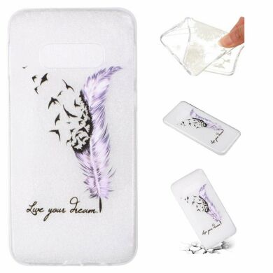 Силіконовий (TPU) чохол Deexe Pretty Glossy для Samsung Galaxy S10e (G970) - Purple Feather and Birds