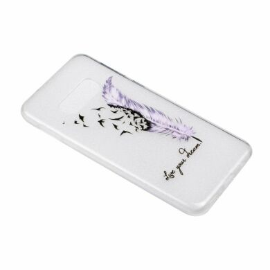 Силіконовий (TPU) чохол Deexe Pretty Glossy для Samsung Galaxy S10e (G970) - Purple Feather and Birds