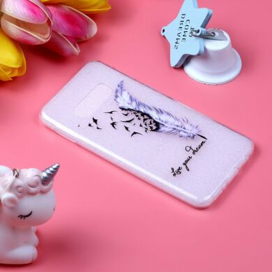 Силіконовий (TPU) чохол Deexe Pretty Glossy для Samsung Galaxy S10e (G970) - Purple Feather and Birds