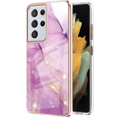 Защитный чехол Deexe Marble Style для Samsung Galaxy S21 Ultra (G998) - Light Purple