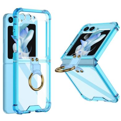 Защитный чехол GKK AirBag with Ring для Samsung Galaxy Flip 5 - Transparent Blue