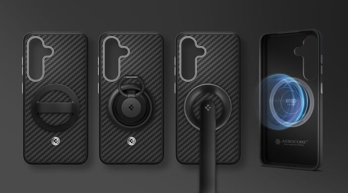 Защитный чехол Spigen (SGP) Enzo Aramid (MagFit) для Samsung Galaxy S25 (S931) ACS09121 / GP-FPS931PGABW - Black / Silver