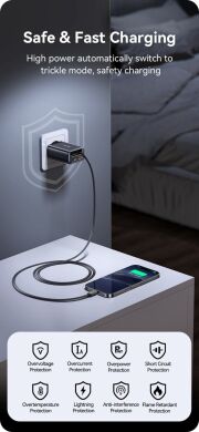 Сетевое зарядное устройство USAMS US-CC296 GaN 30W (USB + Type-C) + кабель Type-C - White