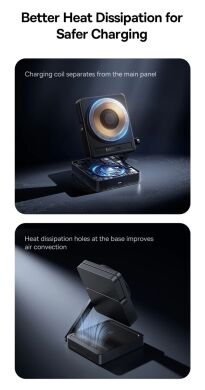 Бездротовий зарядний пристрій Baseus PicoGo AF21 3 in 1 Qi2 35W (E02054) - Cosmic Black