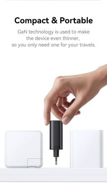 Сетевое зарядное устройство USAMS US-CC296 GaN 30W (USB + Type-C) + кабель Type-C - White