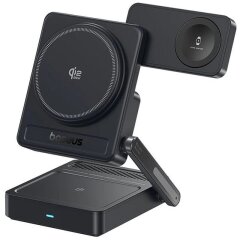 Бездротовий зарядний пристрій Baseus PicoGo AF21 3 in 1 Qi2 35W (E02054) - Cosmic Black