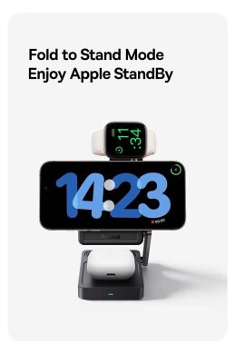 Бездротовий зарядний пристрій Baseus PicoGo AF21 3 in 1 Qi2 35W (E02054) - Cosmic Black