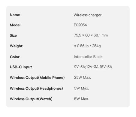 Бездротовий зарядний пристрій Baseus PicoGo AF21 3 in 1 Qi2 35W (E02054) - Cosmic Black