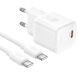 Мережевий зарядний пристрій Hoco N66 PD35W + кабель Type-C to Type-C - White