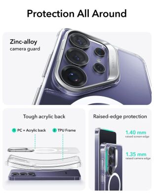 Защитный чехол ESR Classic Hybrid Magnetic Case (Stash Stand) для Samsung Galaxy S26 Ultra (S948) - Clear / Black