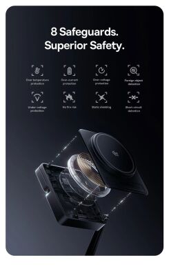 Бездротовий зарядний пристрій Baseus PicoGo AF21 3 in 1 Qi2 35W (E02054) - Cosmic Black