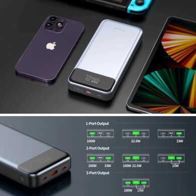 Внешний аккумулятор SWISSTEN LapTop Charger PD133W (30000mAh) - Silver