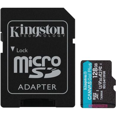 Карта памяти Kingston MicroSDXC Canvas Go Plus Gen4 128GB UHS-I U3 V30 A2 R200 + адаптер (SDCG4/128GB) - Black