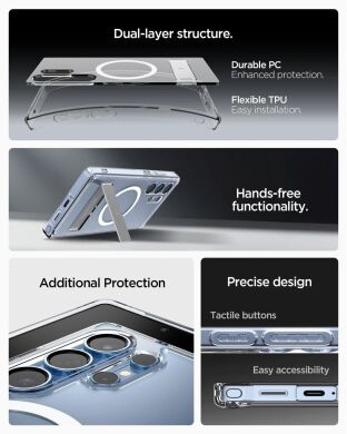 Чохол з підставкою Spigen Ultra Hybrid S (MagFit) для Samsung Galaxy S25 Ultra (S938) ACS08963 - Clear White