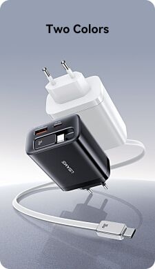Сетевое зарядное устройство USAMS US-CC296 GaN 30W (USB + Type-C) + кабель Type-C - White