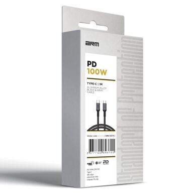 Кабель ArmorStandart Aluminum Alloy 100W Type-C to Type-C (1m) - Black / Gray