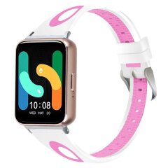 Ремешок Deexe Holes Design для Samsung Galaxy Fit 3 - White / Pink