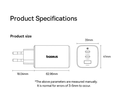 Мережевий зарядний пристрій Baseus PicoGo AE11 2C+U (100W) E0121400 - Black