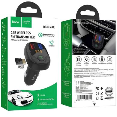FM модулятор Hoco DE35 Max 18W (2USB) - Black