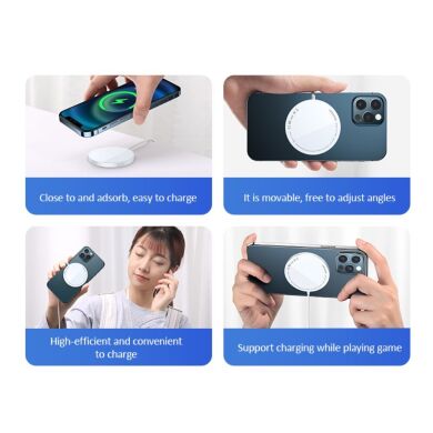 Бездротовий зарядний пристрій USAMS US-CD155 Ultra Thin Magnetic Wireless Charger - White