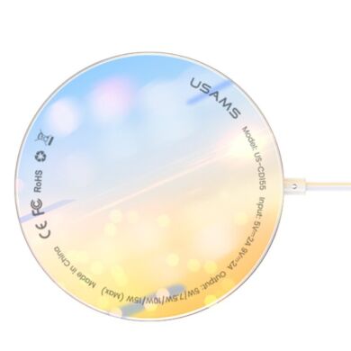 Бездротовий зарядний пристрій USAMS US-CD155 Ultra Thin Magnetic Wireless Charger - White