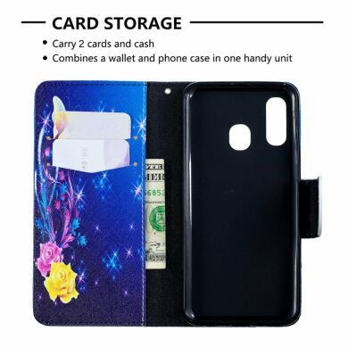 Чохол-книжка Deexe Color Wallet для Samsung Galaxy A40 (А405) - Roses and Butterflies