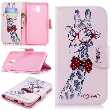 Чехол-книжка Deexe Color Wallet для Samsung Galaxy J4 2018 (J400) - Giraffe Pattern