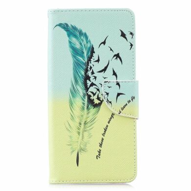 Чехол-книжка Deexe Color Wallet для Samsung Galaxy S10 Plus (G975) - Feather Pattern