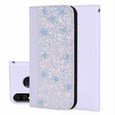 Чохол-книжка Deexe Glittery Crocodile для Samsung Galaxy M20 (M205) - White