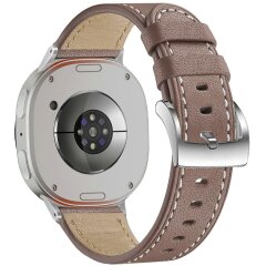 Кожаный ремешок Deexe Genuine Leather для Samsung Galaxy Watch 8 (40/44mm) / 8 Classic - Coffee