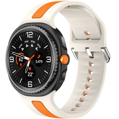Ремешок Deexe Sport Strap для Samsung Galaxy Watch 8 (40/44mm) / 8 Classic - Starlight / Orange