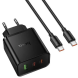 Сетевое зарядное устройство Hoco N75 GaN 65W + QC3.0 (2Type-C + USB) + кабель Type-C to Type-C - Black. Фото 2 из 7