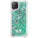 Силиконовый (TPU) чехол Deexe Liquid Glitter для Samsung Galaxy A22 (A225) / M22 (M225) - Green Hearts. Фото 3 из 7