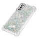 Силиконовый (TPU) чехол Deexe Liquid Glitter для Samsung Galaxy S21 FE (G990) - Silver Hearts. Фото 4 из 7