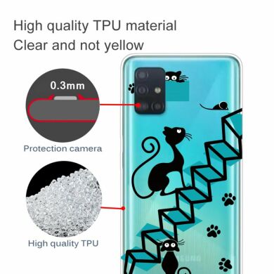 Силиконовый (TPU) чехол Deexe Pretty Glossy для Samsung Galaxy A31 (A315) - Cat Footprint