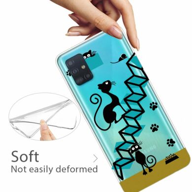 Силіконовий (TPU) чохол Deexe Pretty Glossy для Samsung Galaxy A31 (A315) - Cat Footprint