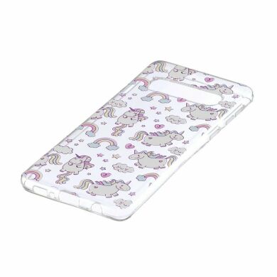Силіконовий (TPU) чохол Deexe Pretty Glossy для Samsung Galaxy S10 (G973), Cloud and Unicorn